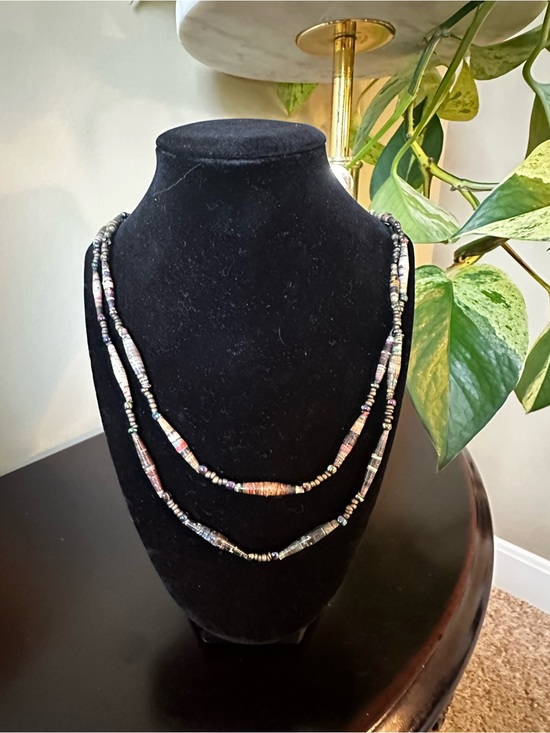 Jewelry - African Handmade Multicolor Paper Bead Layered Necklace - Unbranded
